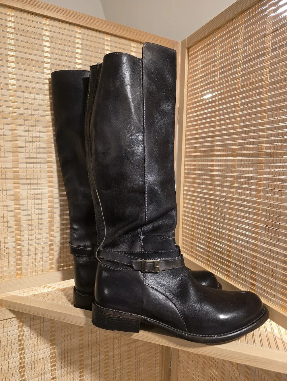 Bed Stu Bristol Black Distressed Leather Boots Size 10